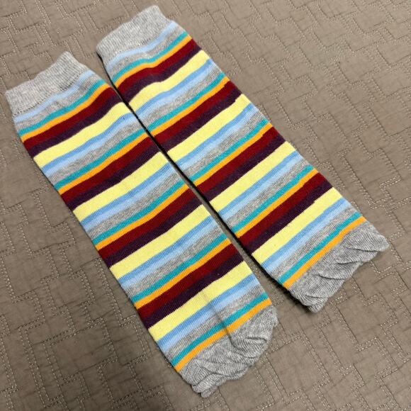 Cute Baby Leggings Leg Warmers Rainbow Multi Stripe Knit Stretchy - Picture 1 of 5